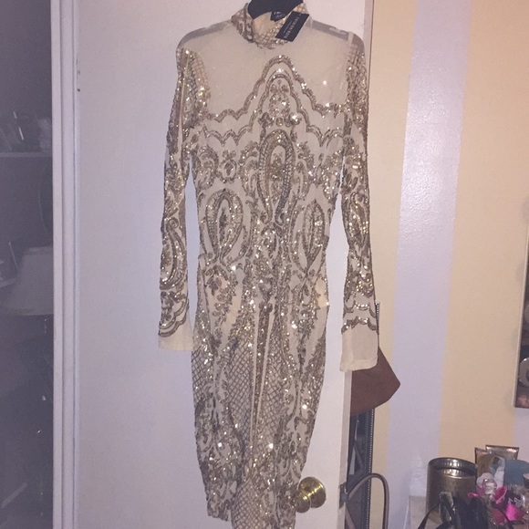 calcy sequin mesh dress